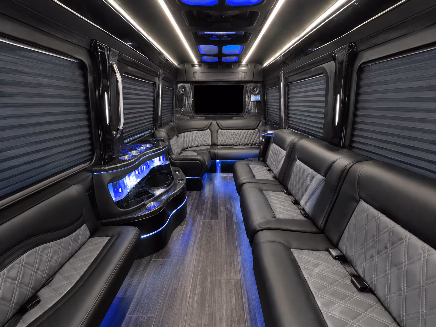 boulder 40 passenger party bus inside
